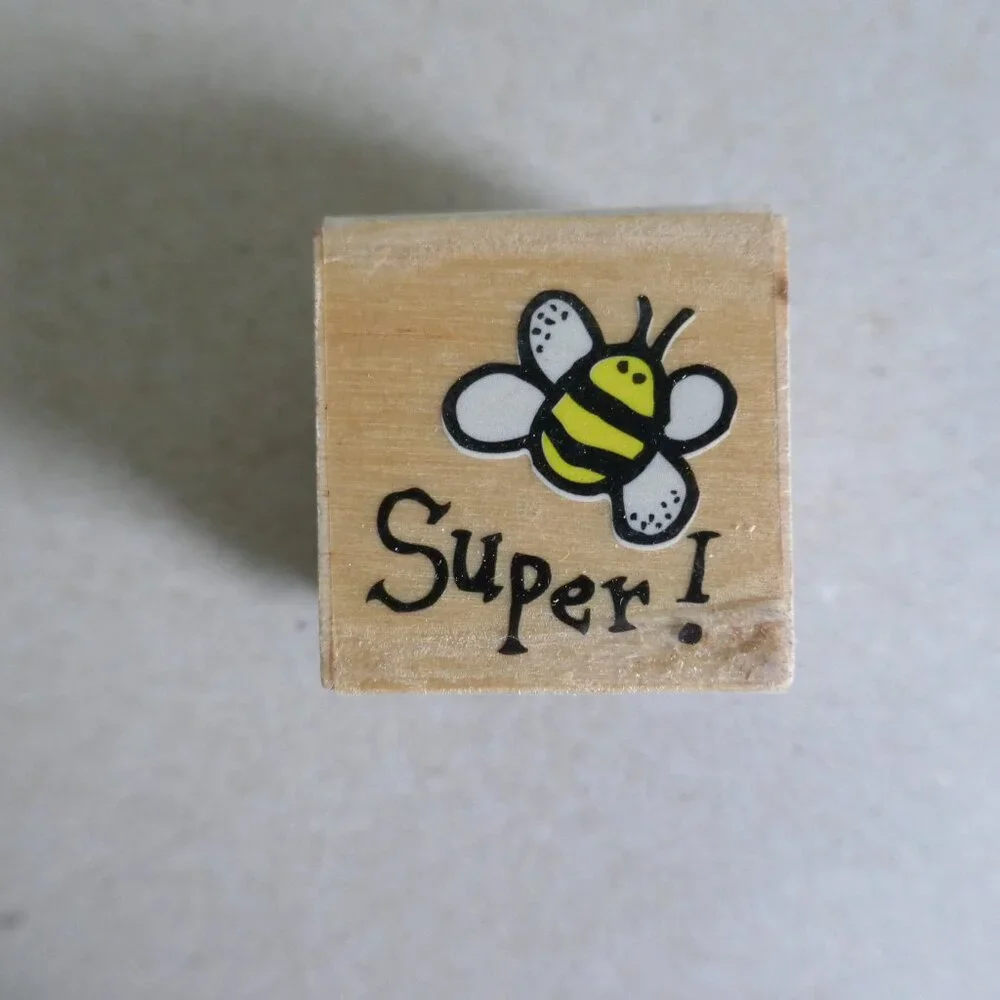 vintage 2002 Super bumble bee rubber stamp wood Westwater Enterprises